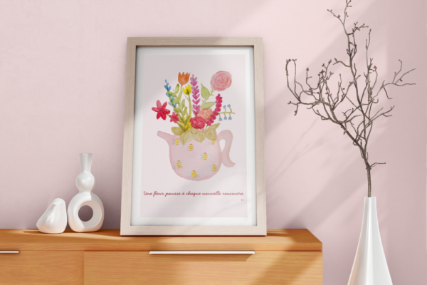 Frame Mockup (1) Print - Théière à fleurs